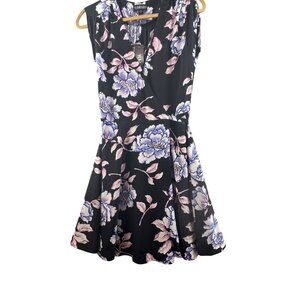 Yumi Kim Womens  Classic Peony Black Faux Wrap Dress  Size Small NWT